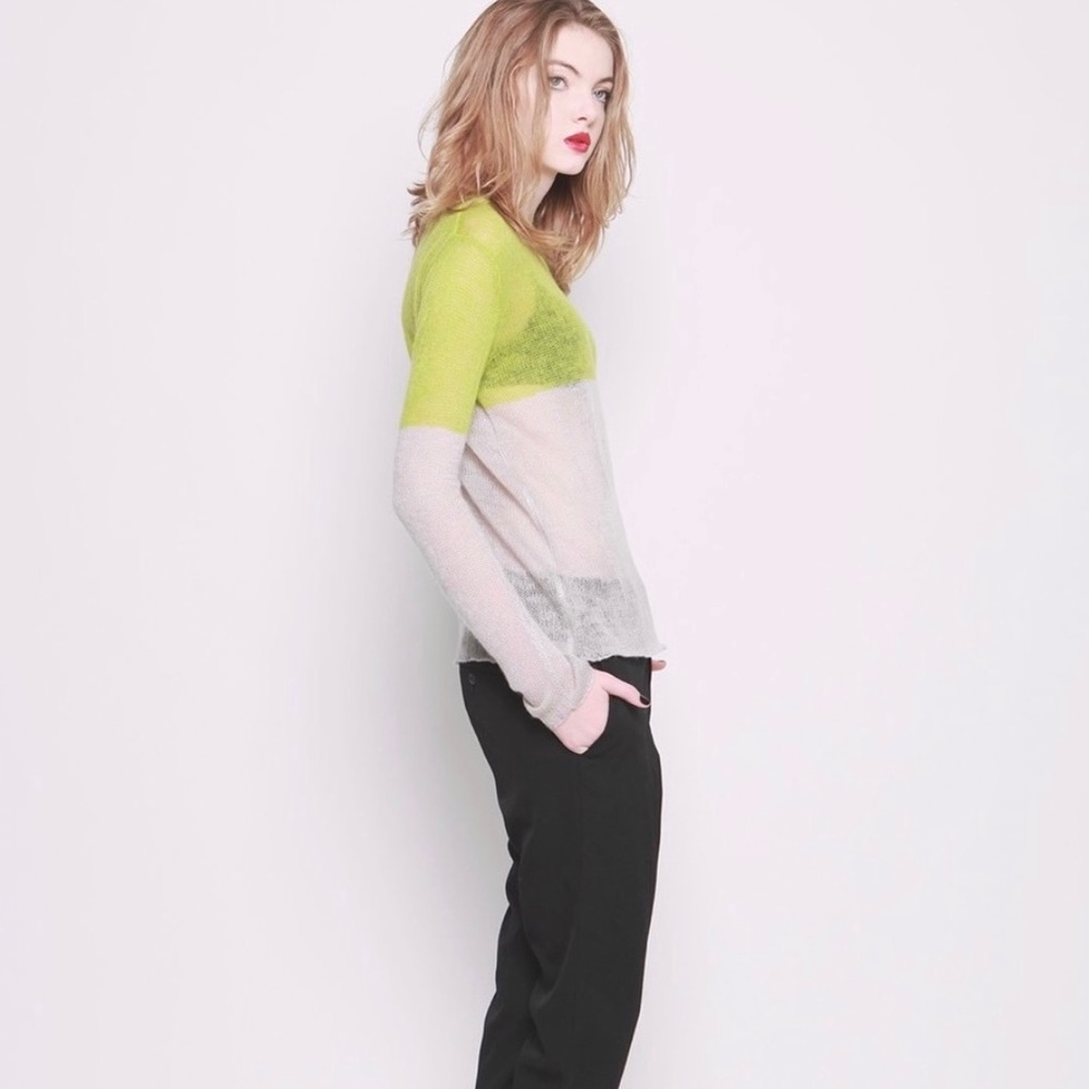 Hye Park and Lune Lime Block Sheer Sweater